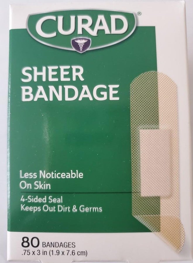 Curad Regular Size Adhesive Bandages, Sheer, 80-Count Boxes (Pack of 6) - Image 1